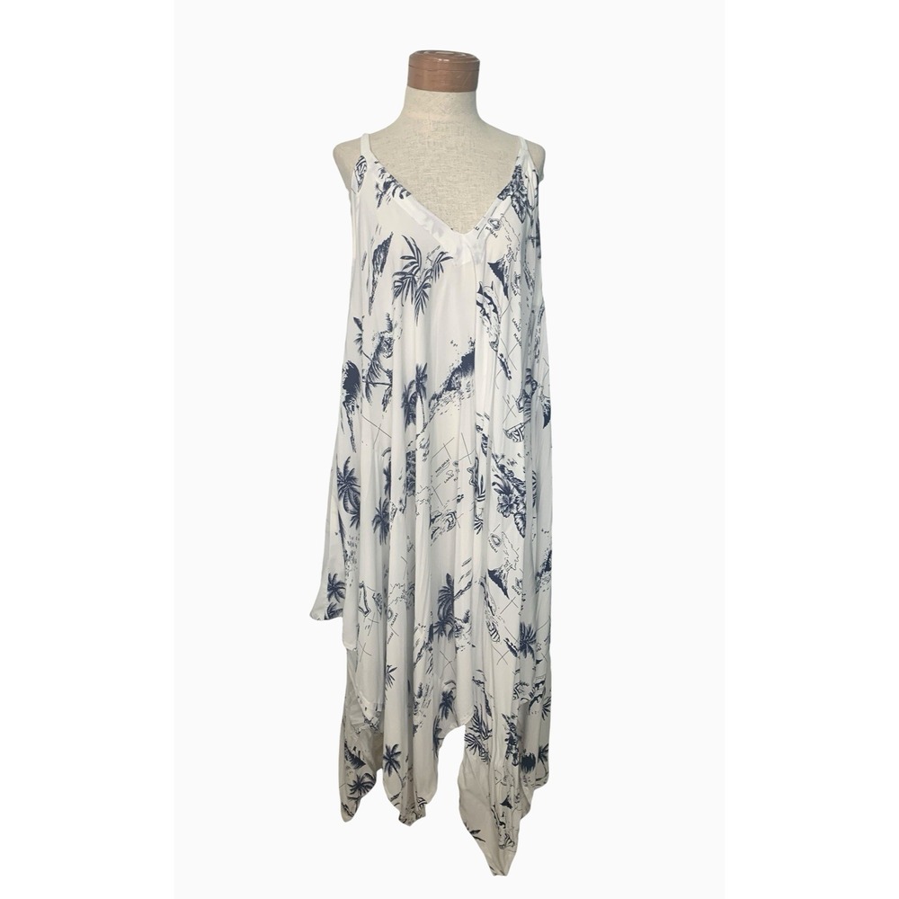 Palmwave Hawaii Women Handkerchief Beach Cover V Neck Asymmetrical Hem One Size